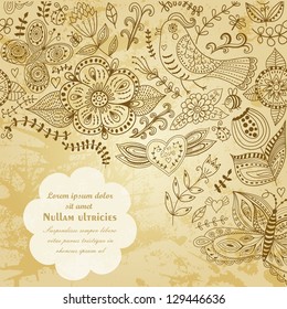 Floral background, spring theme, greeting card. Template design can be used for packaging,invitations, Valentine's Day decoration,bag template, print for packet, cup.