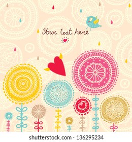 Floral background, spring theme, greeting card.