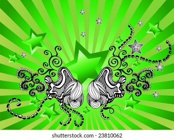 floral background with stars