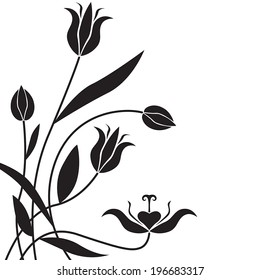 Floral background with stylized silhouette image beautiful flower