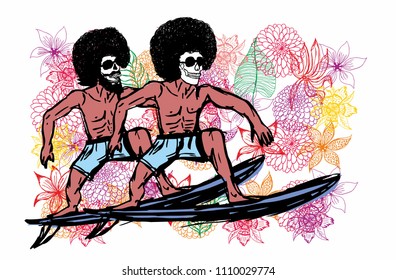 floral background surfing vector art