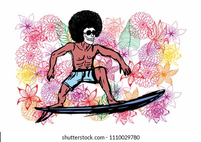 floral background surfing vector art