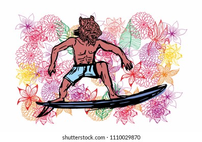 floral background surfing vector art