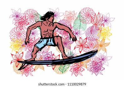 floral background surfing vector art