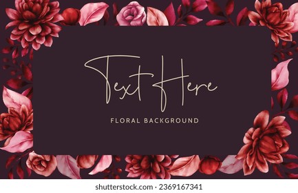 floral background template with beautiful maroon flower and leaves