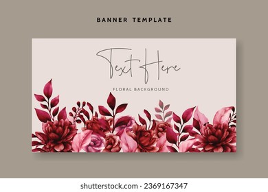 floral background template with beautiful maroon flower and leaves