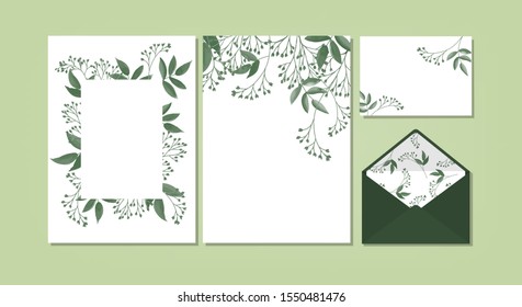 Floral background template collection for Wedding invite, rsvp, thank you label save the date card Design with Cute flower watercolor. Vector illustration.