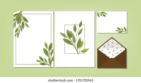 Colección de plantillas de fondo floral para la invitación de boda, rsvp, gracias etiqueta guardar la tarjeta de fecha Diseño con acuarela de flor cuta. Ilustración vectorial.