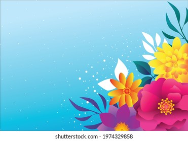 Floral background template in colours of summer. Universal and simple composition should make use in commercial for baners, cards, product look, ect.