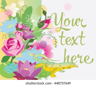 Floral background, template for invitation, wedding card, traveling flayers, magazine's commercial.
