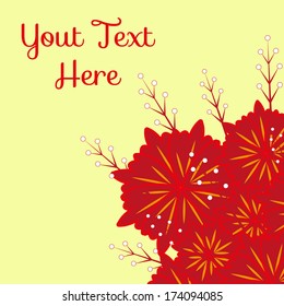 floral background template with spring flowers and branches for card or invitation