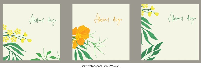 Floral background templates   flowers in pastel colors. Editable vector design, frame for social media post and story, card, cover, wedding invitation, poster, mobile apps, web ads