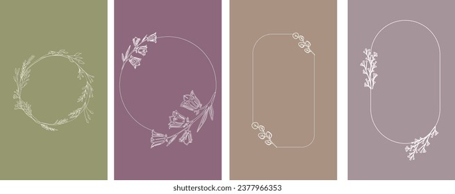 Floral background templates   flowers in pastel colors. Editable vector design, frame for social media post and story, card, cover, wedding invitation, poster, mobile apps, web ads