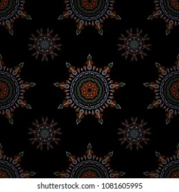 Floral background for textile print, bed linen, jacket, package design, fabric and fashion concepts. Raster seamless pattern with primrose flowers and leaves in gray, brown and beige colors.