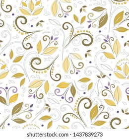 Floral  background for textile, wallpapers, wrapping, paper. Flowers and swirls. Art ornament.