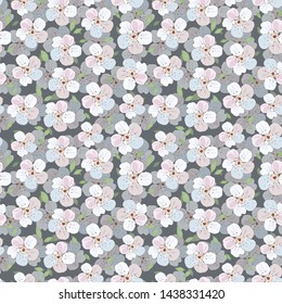 Floral background for textile, wallpapers, wrapping, paper. Cherry flowers .Vector illustration.