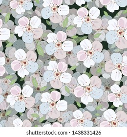 Floral background for textile, wallpapers, wrapping, paper. Cherry flowers .Vector illustration.