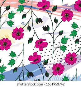 Floral background for textiles. vector pattern with small flowers and leaves