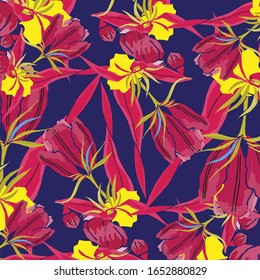 Floral background for textiles. vector pattern with small flowers and leaves