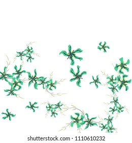 Floral Background. Tiny Flowers on Square Background. Lovely Lily. Chaotic Pattern. Spring Vector Bace for Print, Card, Poster. Summer Floral Texture on White Background.