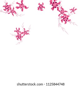 Floral Background. Tiny Flowers on Square Background. Lovely Lily. Chaotic Pattern. Spring Vector Bace for Card, Banner, Poster. Summer Floral Texture on White Background.