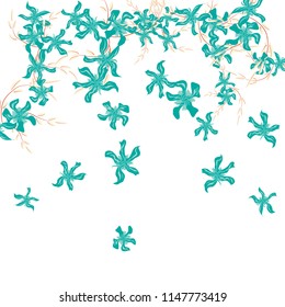 Floral Background. Tiny Flowers on Square Background. Delicate Lily. Chaotic Pattern. Spring Vector Bace for Print, Banner, Poster. Summer Floral Texture on White Background.