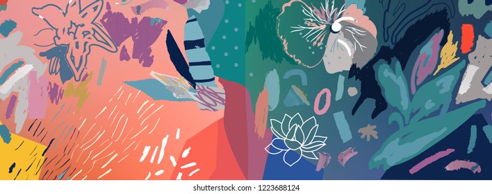 Floral Background. Trendy Graphic Design For Banner, Poster, Cover, Invitation, Placard, Brochure, Header. Abstract Art