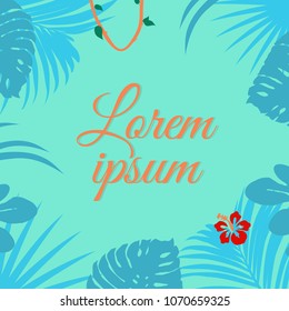 Floral background with tropical leaves