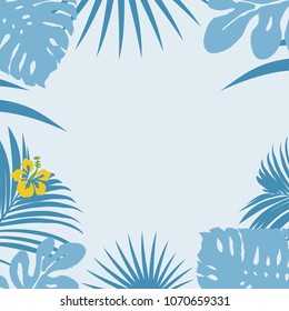 Floral background with tropical leaves
