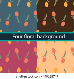 floral background with Tulips Vector