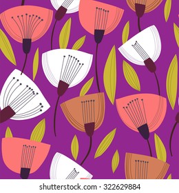 Floral background with tulips in vector. Seamless pattern can be used for wallpapers, pattern fills, web page backgrounds, surface textures
