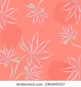 Floral background, vector brush strokes