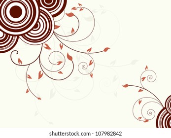 Floral background with vector flowers and retro circles