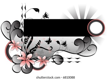 Floral background vector with flowers,butterfly,leaves and space for text.