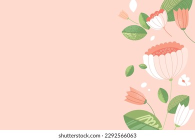 Blumenhintergrund. Vektorgrafik von Natur, Blume, Hallo Frühling und Sommer, Schönheit und Mode, für Web-Banner, Poster, Marketing, soziale Medien.