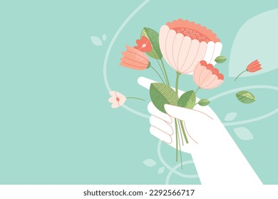 Floral background. Vector illustration of nature, flower, hello spring and summer, beauty and fashion, for web banner, poster, marketing, social media.