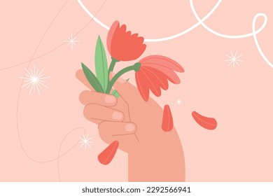 Floral background. Vector illustration of nature, flower, hello spring and summer, beauty and fashion, for web banner, poster, marketing, social media.