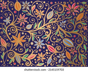 Blumenhintergrund. Vektorschmuck-Muster. Paisley-Elemente. Ideal für Stoff, Einladung, Tapete, Dekoration, Verpackung oder jede erwünschte Idee.