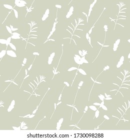 Floral background. Vector seamless pattern with hand - drawn poppies, lavender flowers  and leaves.

