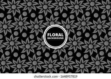 Floral Background vector texture. Black and white floral texture pattern background.