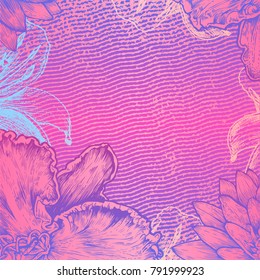 Floral background, vintage engraved style. vector illustration