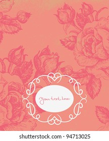 Floral background with vintage frame