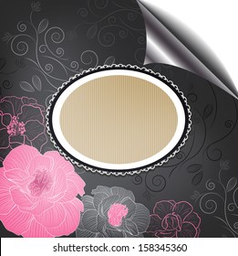 Floral Background with Vintage Label 