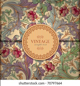 Floral Background with Vintage Label