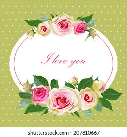Floral Background with vintage label. Vector illustration
