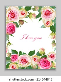 Floral Background with vintage label. Vector illustration