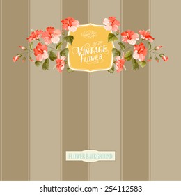 Floral Background with Vintage Label. Vector illustration.