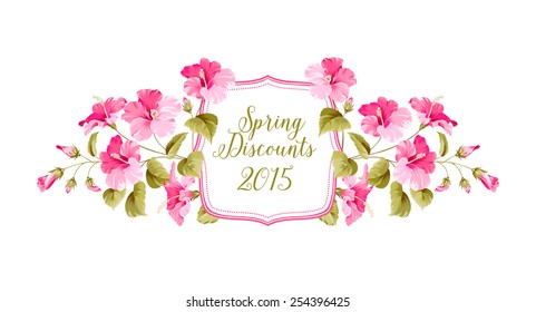 Floral Background with Vintage Label. Vector illustration.