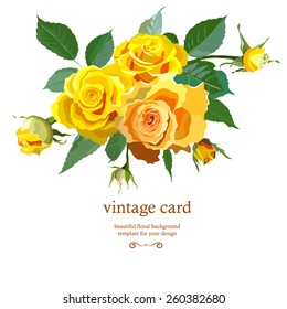 Floral Background with vintage label. Vector illustration