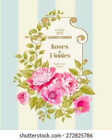 Floral Background. Vintage Label. Vector illustration.